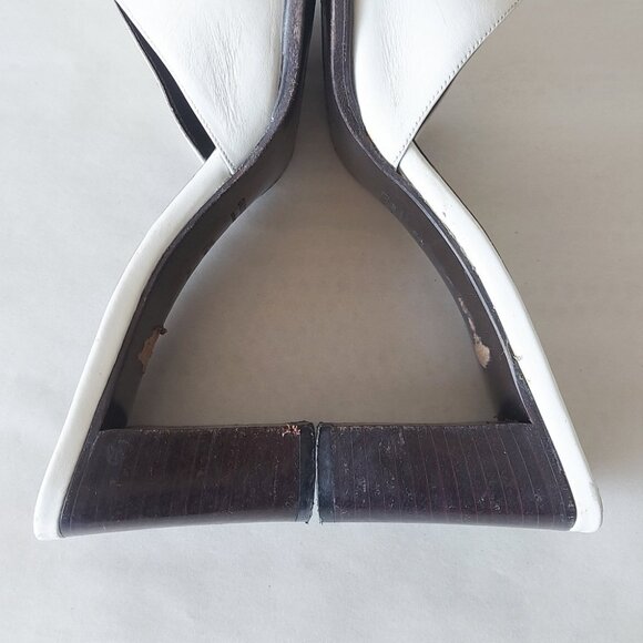 Tom Ford Era Gucci Slide Block Chunky Heel White Leather Comfy Mules Sandals - Picture 5 of 16